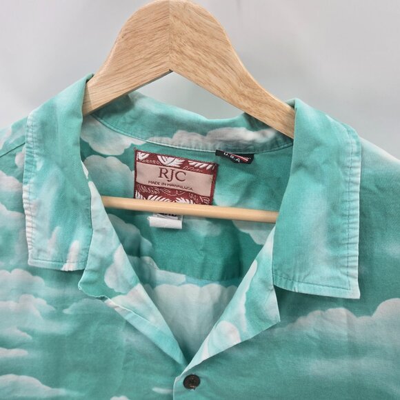 Vintage RJC Hawaiian Aloha Shirt Woody Cars Palms 100% Cotton Button Down 2xl - Picture 13 of 16